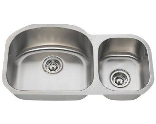 MR Direct 501L 16 Offset Double Bowl Stainless Steel Kitchen Sink    