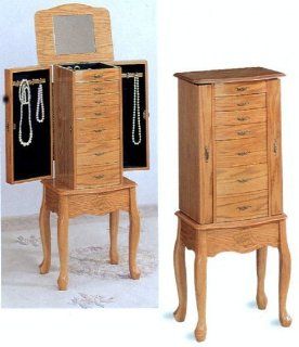 Queen Anne Style Light Oak Wood Finish Jewelry Armoire by Coaster Furniture  