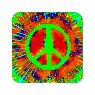 Trippy Tie Dye Psychedelic Peace Sign Round Sticker