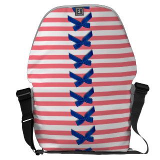 Cute Navy Blue Nautical Bows Girly Pink stripes Courier Bag
