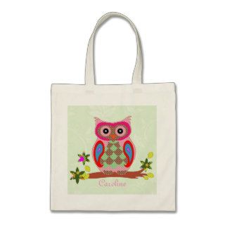 Owl custom name colorful art decorative tote bag
