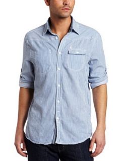 J.C Rags Men's The Herringbone Stripe Button Down Shirt, Ozon Blue, Medium at  Mens Clothing store