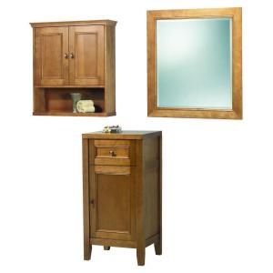 Foremost Exhibit 35 in. L x 17 in. W Wall Mirror and Wall Cabinet and Floor Cabinet in Rich Cinnamon TRIM2834COMBO