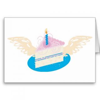 Winged Birthday Cake Greeting Card