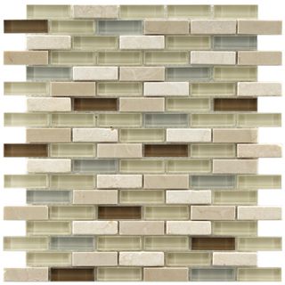 Somertile Reflections Subway York Stone and Glass Mosaic Tiles (Pack of 10) Somertile Wall Tiles