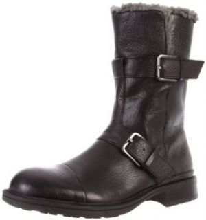 Calvin Klein Men's Gian Double Buckle Boot, Black, 9.5 M US Shoes