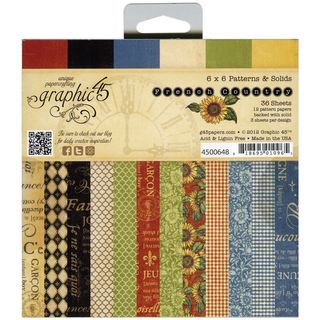 French Country Patterns & Solids Paper Pad 6"X6" 36 Sheets Graphic 45 Paper Packs