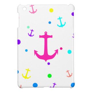Bright Neon Nautical Anchors Polka Dots Pattern Cover For The iPad Mini