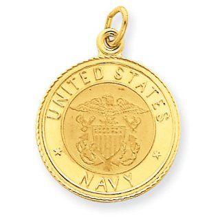 14k U.S. Navy Insignia Disc Pendant Jewelry
