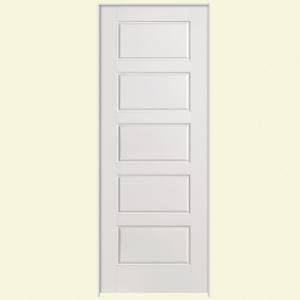 Masonite Solidoor Riverside Smooth 5 Panel Equal Solid Core Primed Composite Prehung Interior Door 19488