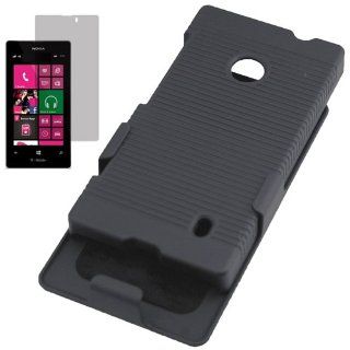 BW Hard Cover Combo Case Holster for T Mobile, AT&T, MetroPCS Nokia Lumia 521, Lumia 520 + Fitted Screen Protector  Black Cell Phones & Accessories