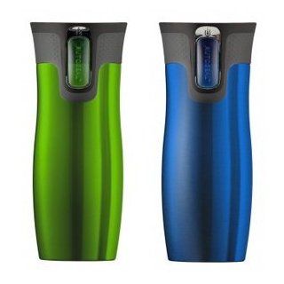 Contigo Autoseal Travel Mug   Stainless Steel Vacuum Insulated Tumbler   2 Pack (Blue/Green) Kitchen & Dining