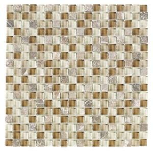Jeffrey Court Nevada Sand 12 in. x 12 in. x 8 mm Glass Marble Mosaic Wall Tile 99142