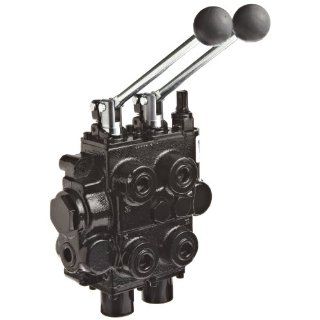 Prince RD523ACAA5A4B1 Directional Control Valve, Monoblock, Cast Iron, 2 Spool, Spool 1 3 Ways, 3 Positions, Spool 2 4 Ways, 3 Positions, Open Center, Tandem, Spring Center, Lever Handle, 3000 psi, 25 gpm, In/Out 3/4" NPT Female, Work 3/4" NPT
