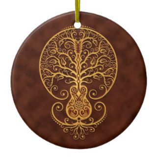 Guitar Tree, Golden Brown Christmas Tree Ornaments