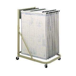 Safco 5026   Steel Sheet File Mobile Stand, 12 Hanging Clamps, 27w x 37 1/2d x 61 5/8h, Sand SAF5026  Paper Racks And Stands 