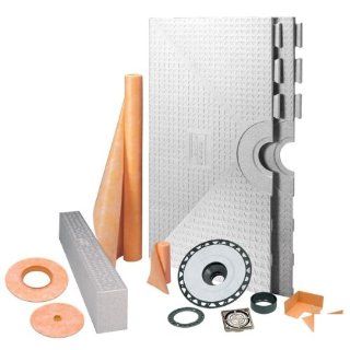 KERDI SHOWER KIT   48" x 48" Tray   Shower Kit   Center Drain   ABS Flange   Brushed Nickel Anodized Aluminum   Ducting Components  