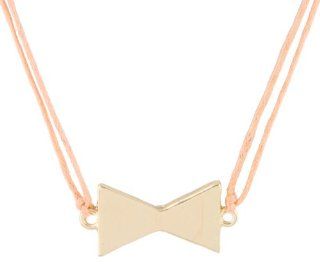 2 Pieces of Peach with Gold Bowtie Pendant with a 19 Inch Adjustable Necklace Jewelry