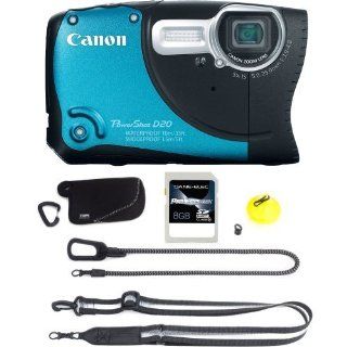 PowerShot D20 Kit with AKT DC2 Acessory Kit Card & 8GB SD card  Point And Shoot Digital Camera Bundles  Camera & Photo