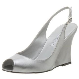 Charles David Women's Stunner Peep Toe Wedge, Pewter, 10 M Boots Shoes