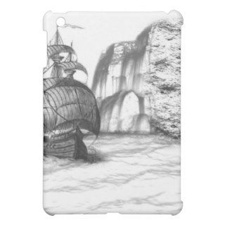 Black & White Drawing of a Sailing Ship Case For The iPad Mini