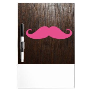 Funny Girly Pink Mustache On Wood Background Dry Erase Boards