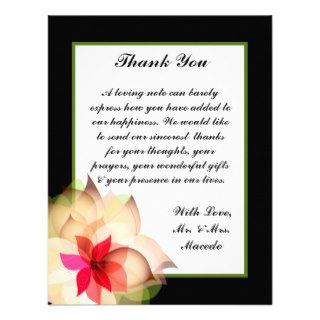 4x5 FLAT Thank You Card Colorful Lotus Flower Blac