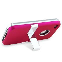 Pink Case with Chrome Stand/ Screen Protector for Apple iPhone 4S Eforcity Cases & Holders