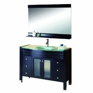 Virtu USA MS 509 G ES Ava 48 Inch Single Sink Bathroom Vanity Set with Tempered Glass Countertop, Espresso Finish    