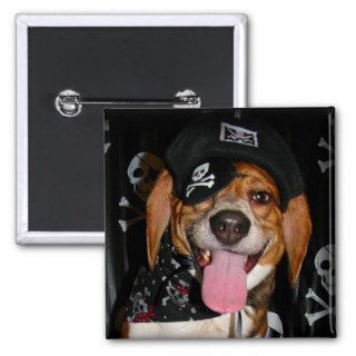 Gothic Beagle Pirate dog Button