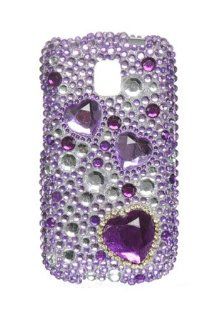 LG P509 Optimus T Full Diamond Graphic Case   Purple Heart Cell Phones & Accessories