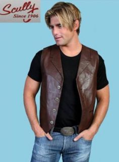 Scully Mens Lamb Leather Lapel Vest 509 Brown at  Mens Clothing store