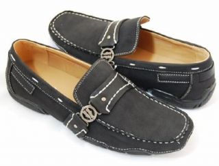 Men's Casual Loafers . Moccasins . Leather Lining . Black Oyster Shoes