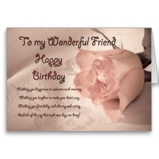 Elegant rose birthday card for friend