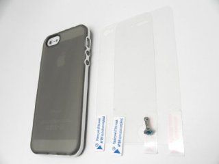 iPhone 5 (GRAY) Candy See thru Series   Transparent Case With Soft Gel Rubberized TPU Color See thru Back Cover Case & "White" Plastic Frame Border   For Apple iPhone 5 AT&T / Verizon / Sprint ** (Boundled Front Clear Screen Protector &a