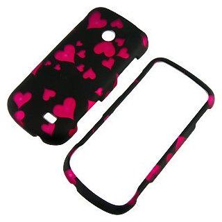 Pink Hearts Black Protector Case Samsung T528g Cell Phones & Accessories