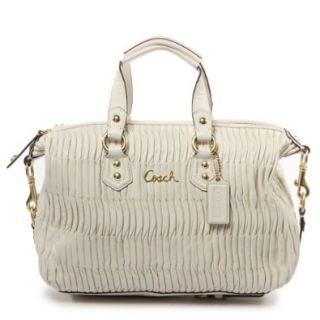 NEW Coach Ashley Gathered Leather Satchel White Oak F23966 MSRP $528 Top Handle Handbags Shoes
