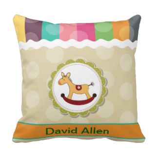 Rocking Horse Polka Dots Baby Shower Throw Pillow