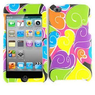 For Apple Ipod Itouch 4 Rainbow Hearts Matte Texture Case Accessories Cell Phones & Accessories