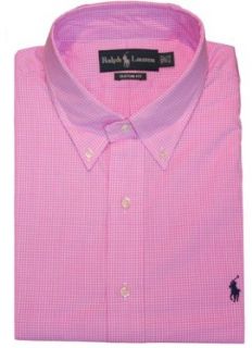 Polo Ralph Lauren Custom Fit Micro Check Dress Shirt (16" Neck 32/33 Sleeve, Pink) at  Mens Clothing store