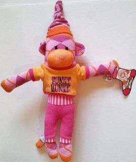 Little Miss Matched Orange Argyle 15" Sock Monkey Plush Doll Toys & Games