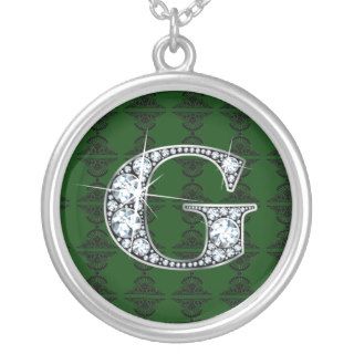 "G" Diamond Bling on Damask Necklace