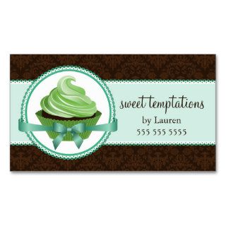Mint Cupcake and Damask Bakery Business Cards