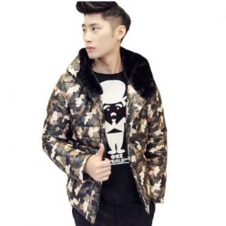 D SUN Men's Korean Slim Hooded Camouflage Down Jacket (L) at  Mens Clothing store
