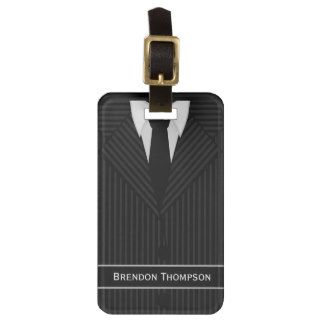 Pinstripe Suit and Tie Men's Name Tag Luggage Tag