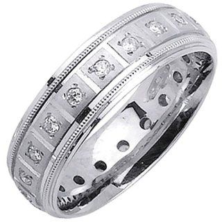 0.40ct White Diamonds 18K White Gold Men's Contemporary Basket Weave Wedding Band (7mm) Jewelry