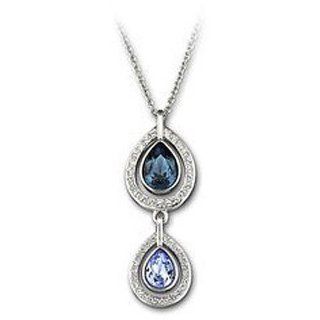 Rarelove Swarovski Elements Crystal Vintage Double Teardrop Pendant Necklace Jewelry
