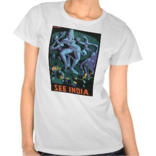 Vintage Ellora Caves India Travel Poster Art Tshirt