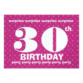 30th SURPRISE Birthday Pink Polka Dots W047 Personalized Invites