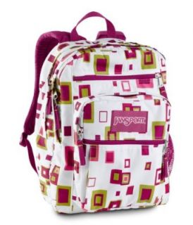 JanSport Big Student Backpack (White/Pink 2 Square) Clothing